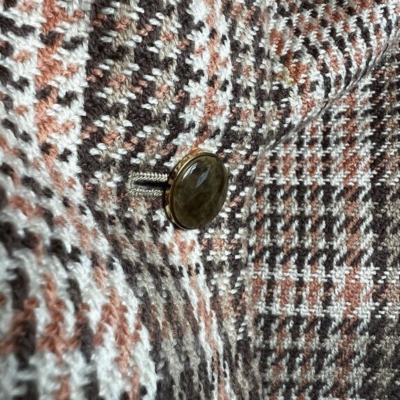 Kasper Plaid Blazer in Brown and Cream - Picture 3 of 10